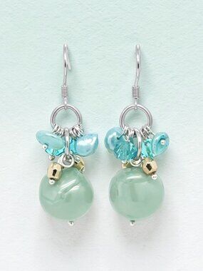 Turquoise Baroque Cultured Pearl Drop Earrings in 925 Sterling Silver